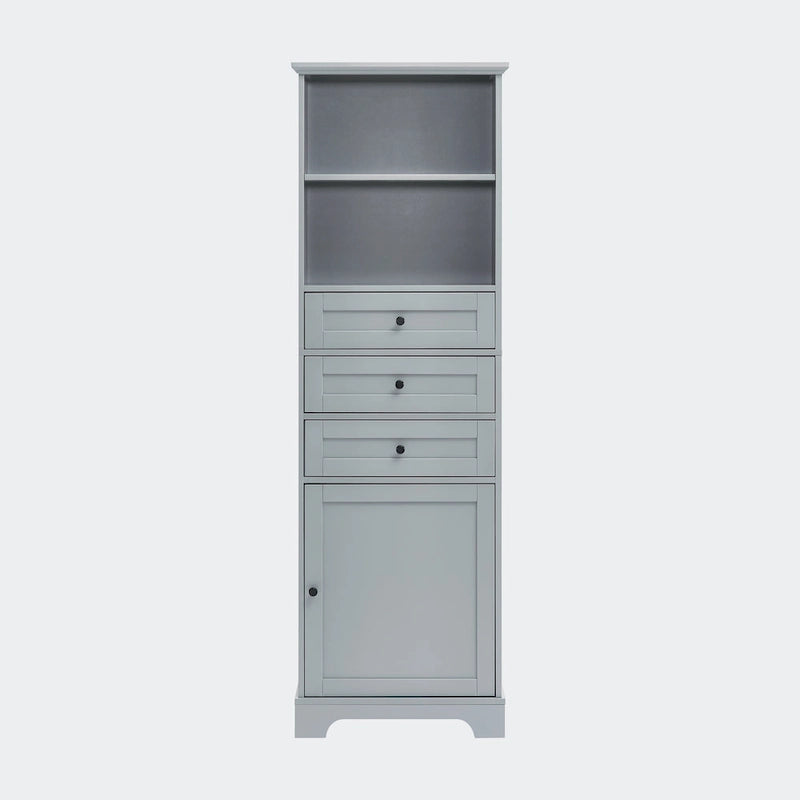Tall Storage Cabinet with 3 Drawers and Shelves