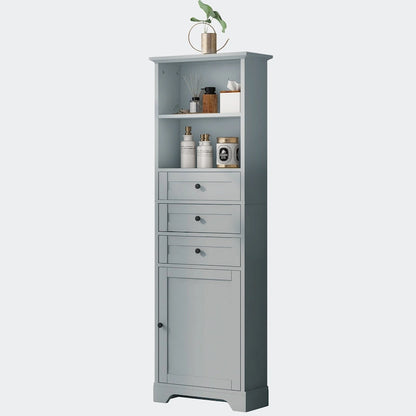 Tall Storage Cabinet with 3 Drawers and Shelves