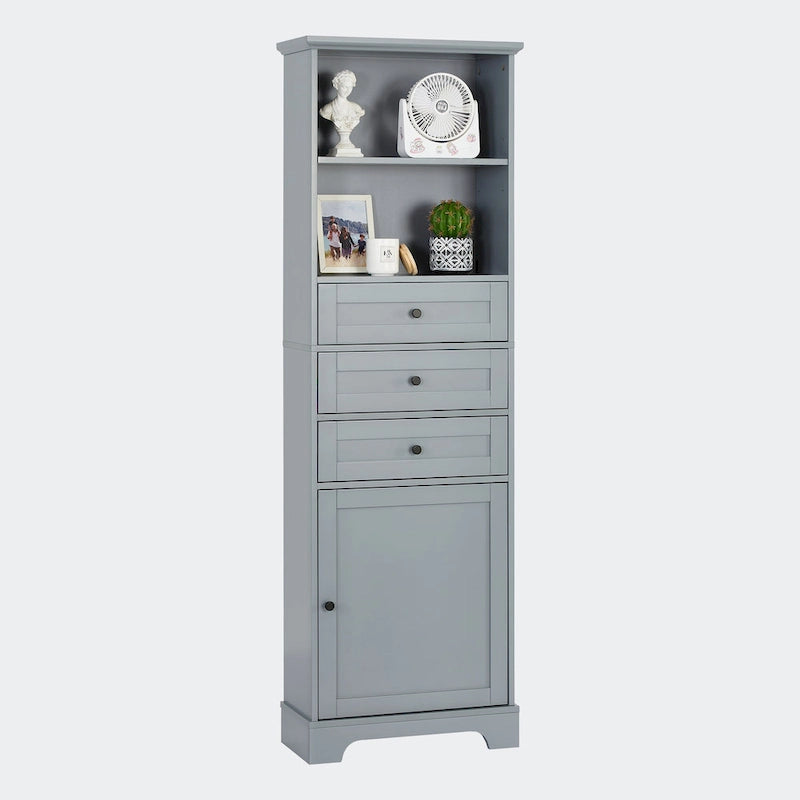 Tall Storage Cabinet with 3 Drawers and Shelves