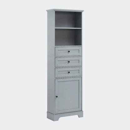 Tall Storage Cabinet with 3 Drawers and Shelves