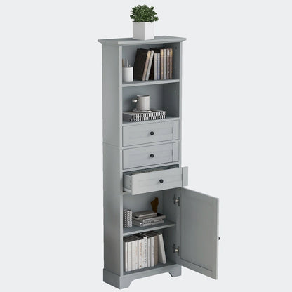 Tall Storage Cabinet with 3 Drawers and Shelves