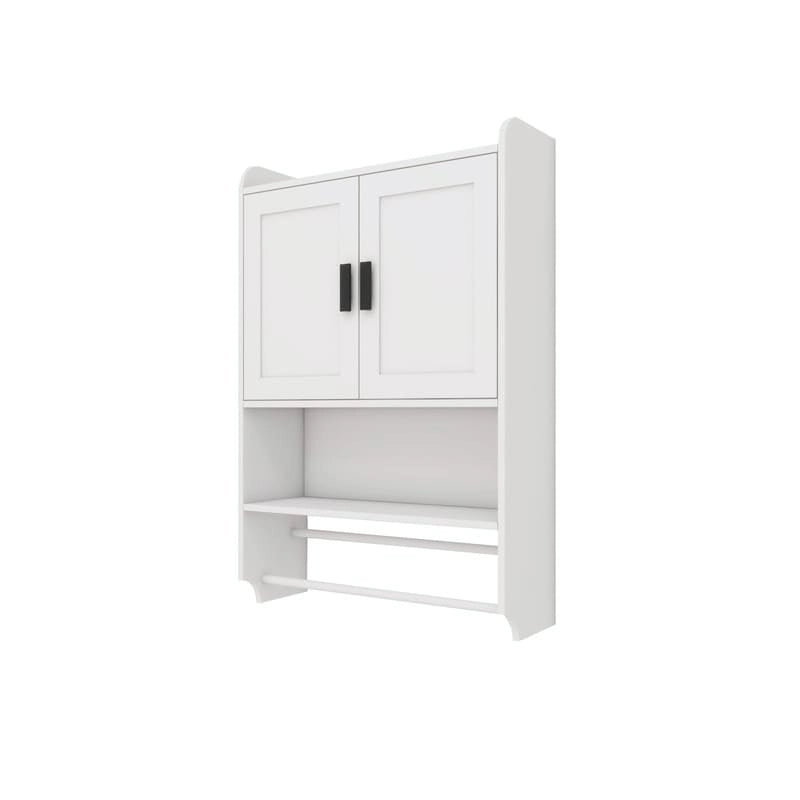 Bathroom Wall Cabinet with Adjustable Shelf, Towel Bar, and Paper Holder