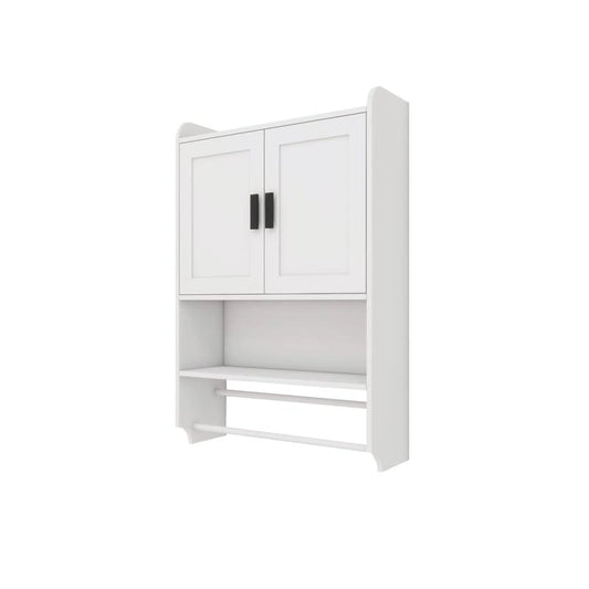 Bathroom Wall Cabinet with Adjustable Shelf, Towel Bar, and Paper Holder