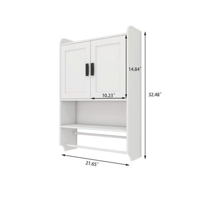Bathroom Wall Cabinet with Adjustable Shelf, Towel Bar, and Paper Holder