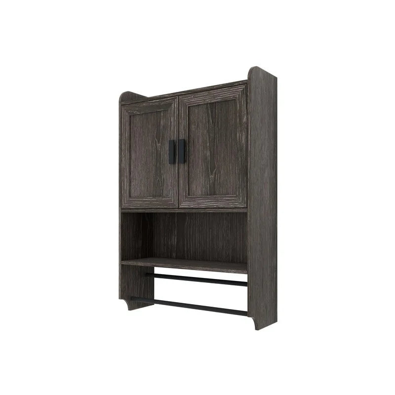 Bathroom Wall Cabinet with Adjustable Shelf, Towel Bar, and Paper Holder