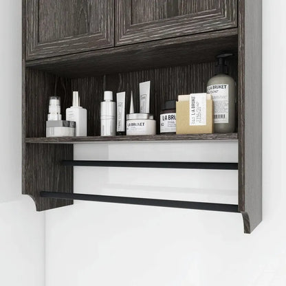 Bathroom Wall Cabinet with Adjustable Shelf, Towel Bar, and Paper Holder