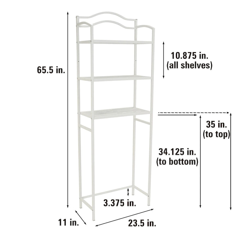 Household Essentials 3-Tier Metal Over the Toilet Bathroom Storage Shelf - 11.6L x 23.5W x 65.5H