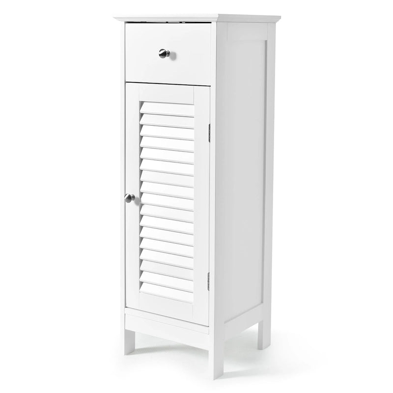 Wooden Free Standing Bathroom Floor Storage Cabinet with Shutter Door