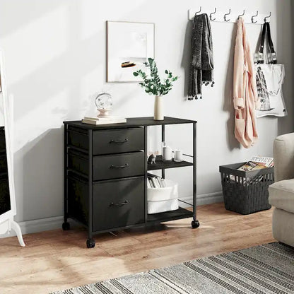 3 Drawer Mobile File Cabinet, Rolling Printer Stand with Open Storage Shelf, Fabric Lateral Filing Cabinet fits A4 or Letter