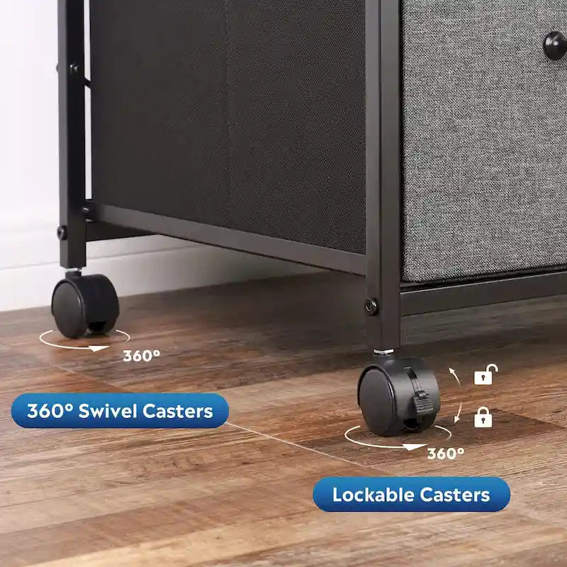 3 Drawer Mobile File Cabinet, Rolling Printer Stand with Open Storage Shelf, Fabric Lateral Filing Cabinet fits A4 or Letter