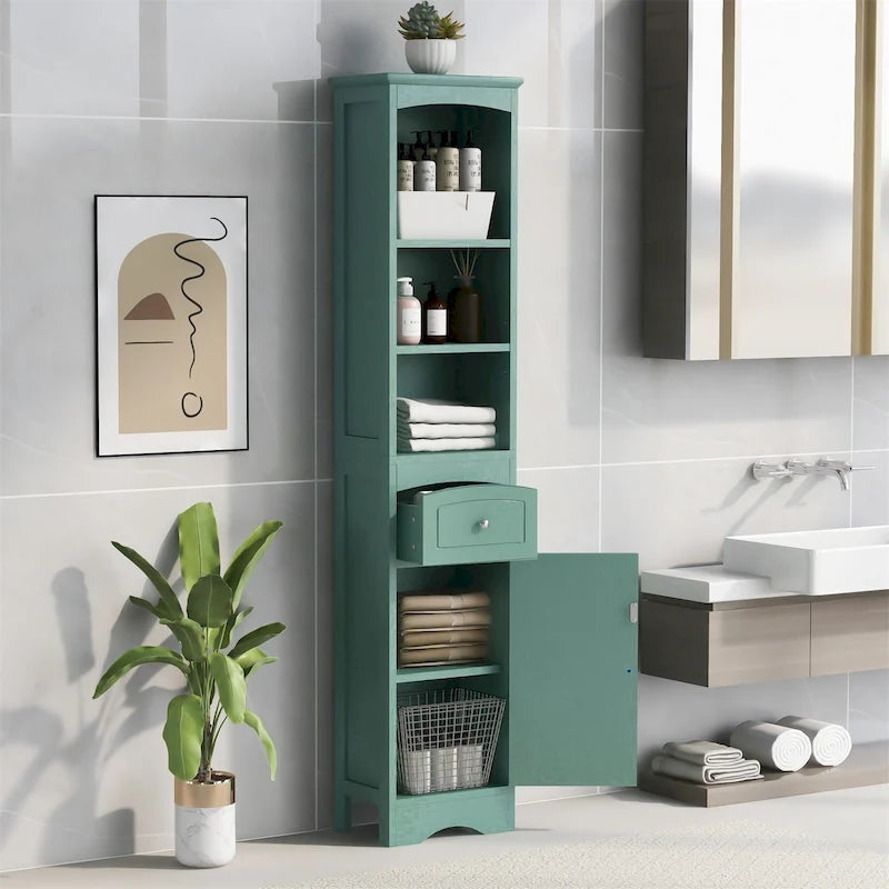 Merax Tall Bathroom Cabinet with Storage Cabinet, Drawer, Shelves