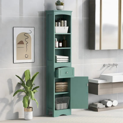 Merax Tall Bathroom Cabinet with Storage Cabinet, Drawer, Shelves