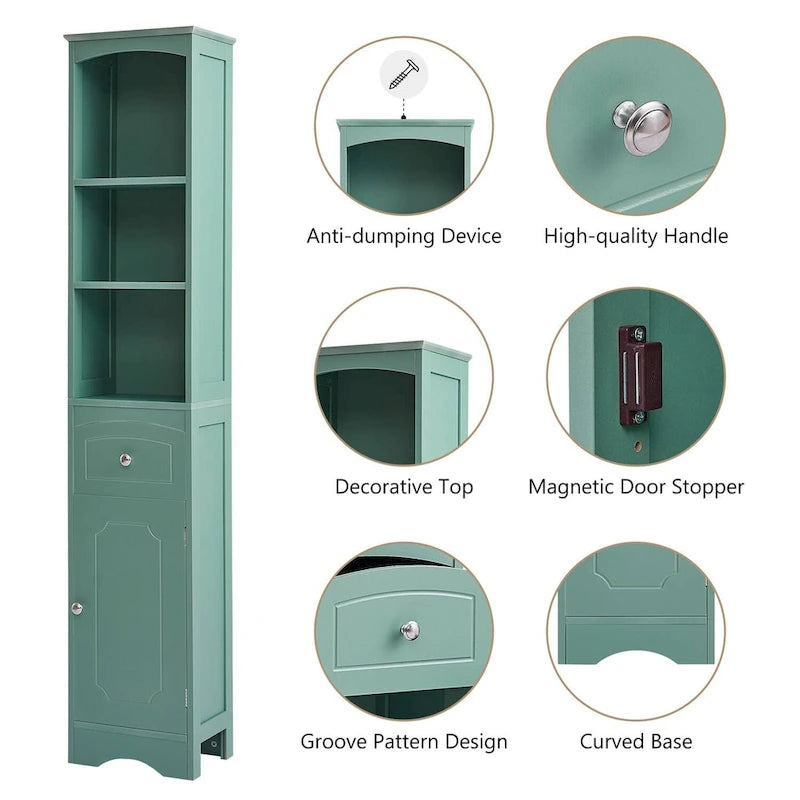 Merax Tall Bathroom Cabinet with Storage Cabinet, Drawer, Shelves
