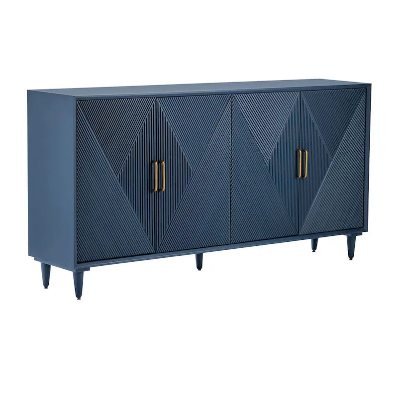Four Door Wooden Sideboard - Gold Hardware - Navy Blue - 72 72 in - image 2