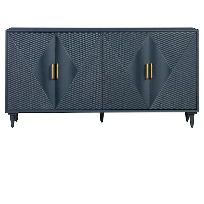 Four Door Wooden Sideboard - Gold Hardware - Navy Blue - 72 72 in - image 3
