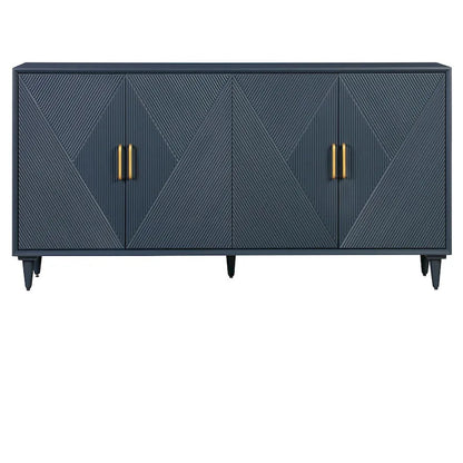 Four Door Wooden Sideboard - Gold Hardware - Navy Blue - 72 72 in - image 3