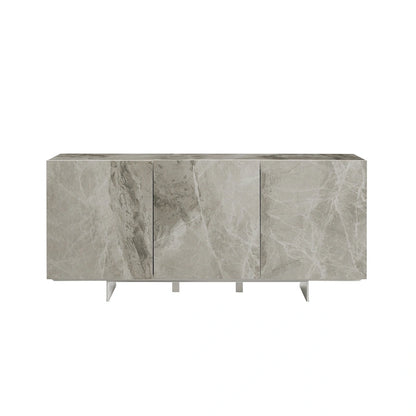 STONE buffet-server in white marbled ceramic. - N/A
