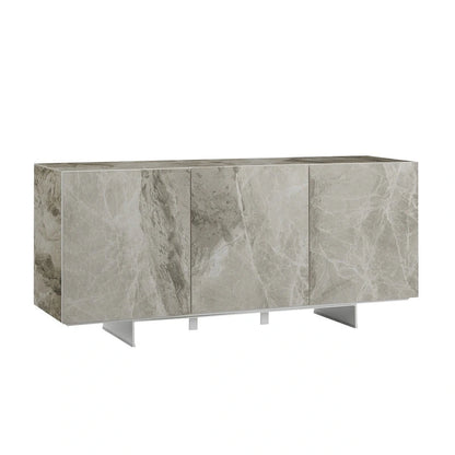 STONE buffet-server in white marbled ceramic. - N/A