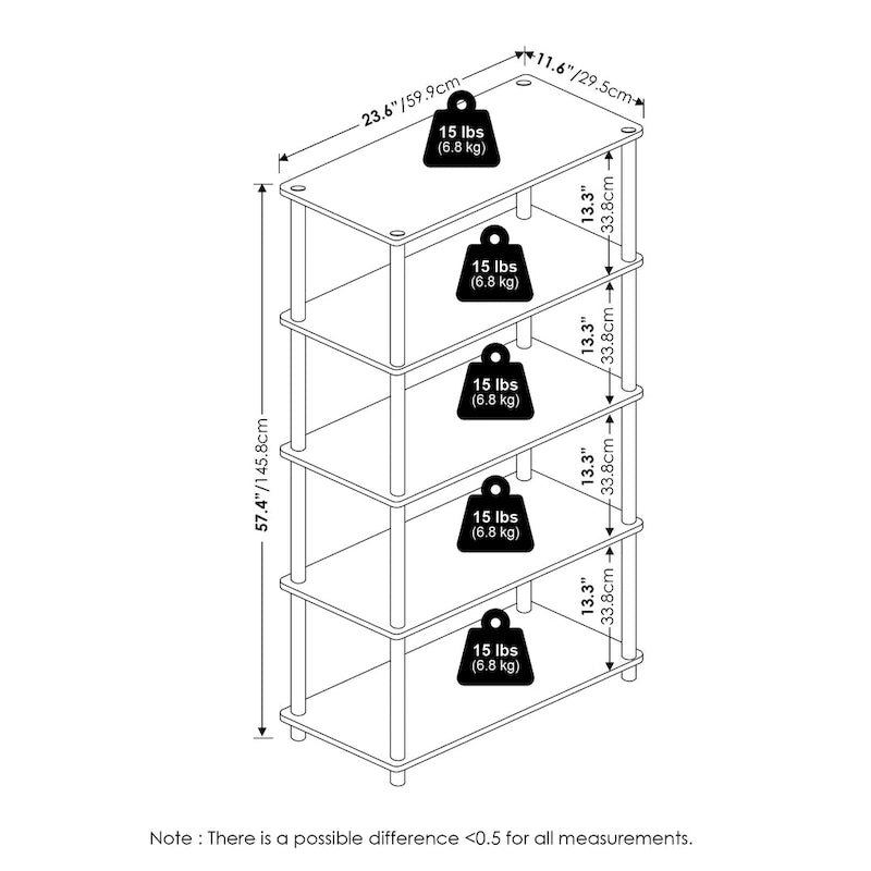 Furinno Turn-N-Tube 5-tier Multipurpose Display Rack Shelf
