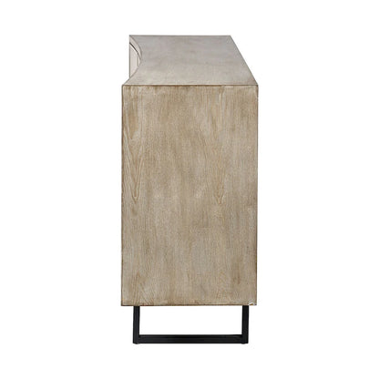 Wood Bellefontaine II Brown Fir Veneer Frame w/ Fabric Covered Cabinet Doors Sideboard - 68.0L x 15.5W x 31.5H - image 3