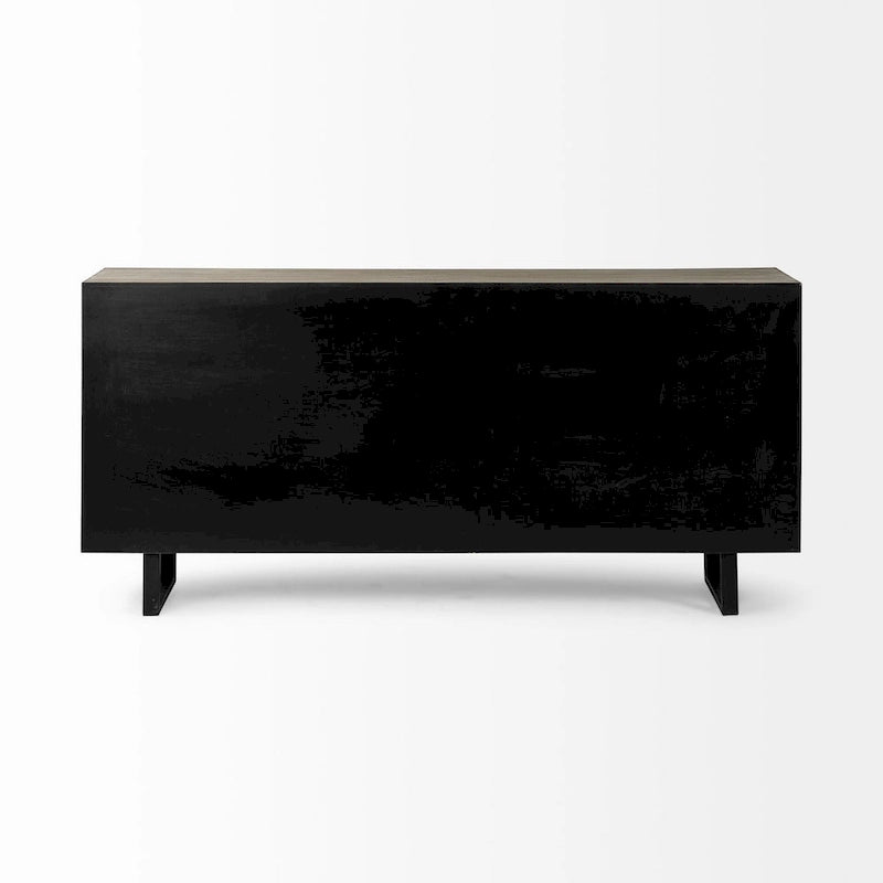 Wood Bellefontaine II Brown Fir Veneer Frame w/ Fabric Covered Cabinet Doors Sideboard - 68.0L x 15.5W x 31.5H - image 4