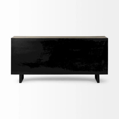 Wood Bellefontaine II Brown Fir Veneer Frame w/ Fabric Covered Cabinet Doors Sideboard - 68.0L x 15.5W x 31.5H - image 4