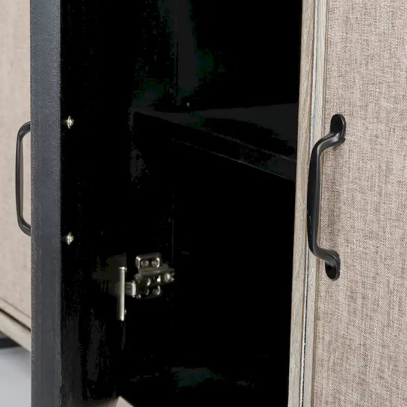 Wood Bellefontaine II Brown Fir Veneer Frame w/ Fabric Covered Cabinet Doors Sideboard - 68.0L x 15.5W x 31.5H - image 7