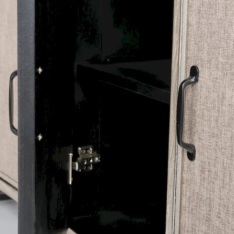 Wood Bellefontaine II Brown Fir Veneer Frame w/ Fabric Covered Cabinet Doors Sideboard - 68.0L x 15.5W x 31.5H - image 17