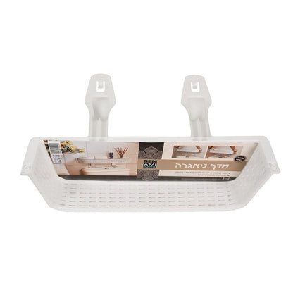 White Rattan Plastic Above-toilet Bathroom Space Saver Shelf
