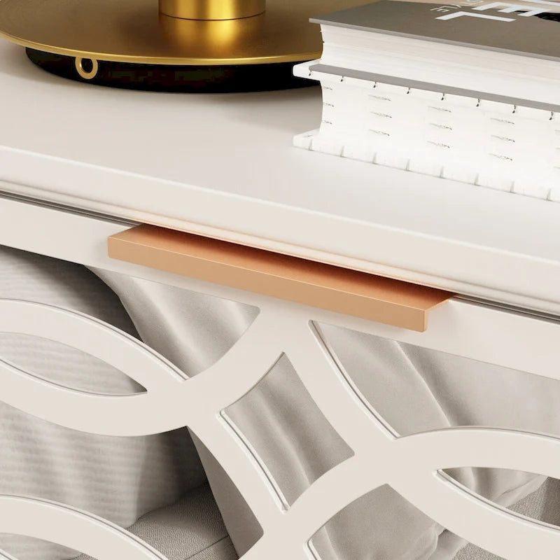 26H End Table of Drawers Mirrored Lacquered Dresser Chest White/Gold