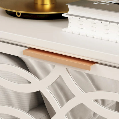 26H End Table of Drawers Mirrored Lacquered Dresser Chest White/Gold