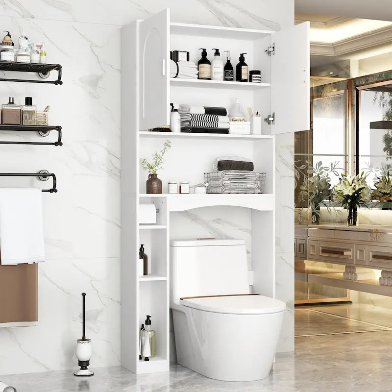 Over The Toilet Cabinet, Double Door Bathroom Storage Organizer - 31.5x70.9