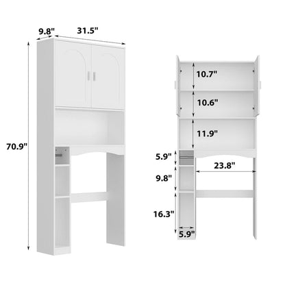 Over The Toilet Cabinet, Double Door Bathroom Storage Organizer - 31.5x70.9