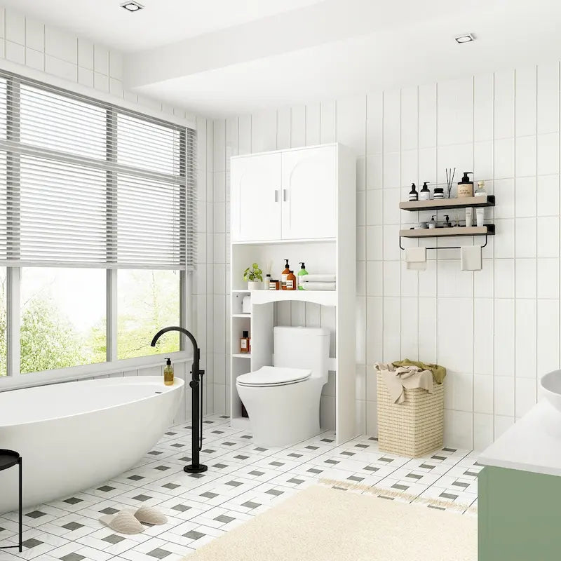 Over The Toilet Cabinet, Double Door Bathroom Storage Organizer - 31.5x70.9
