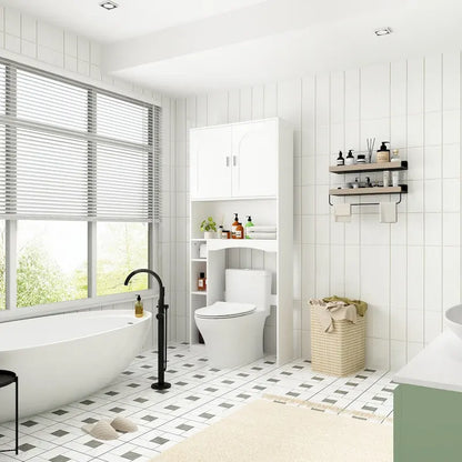 Over The Toilet Cabinet, Double Door Bathroom Storage Organizer - 31.5x70.9