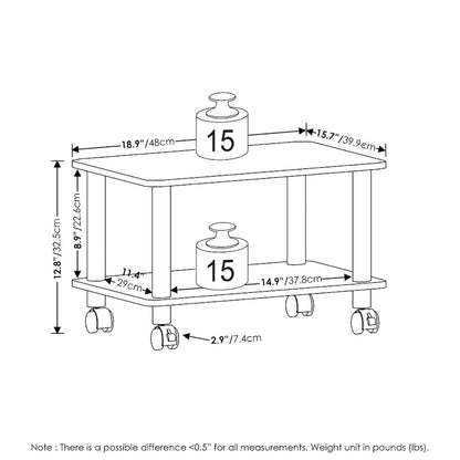 Furinno Econ Home Office Under Desk CPU and Printer Stand with Wheels