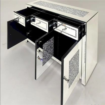 Engineered Wood Glam Mirrored Diamond 3-Drawers Accent Cabinet Sideboard - image 3