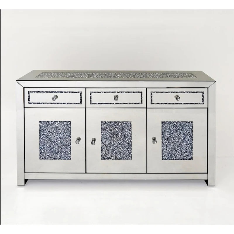 Engineered Wood Glam Mirrored Diamond 3-Drawers Accent Cabinet Sideboard - image 5
