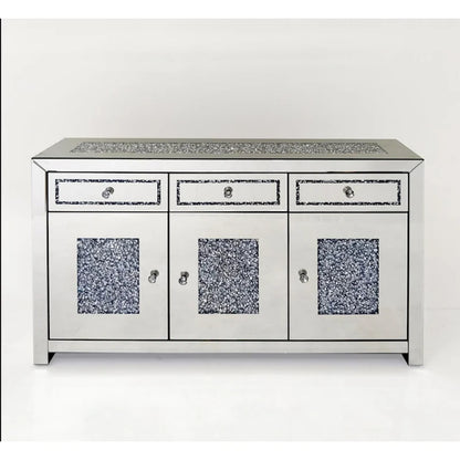 Engineered Wood Glam Mirrored Diamond 3-Drawers Accent Cabinet Sideboard - image 5