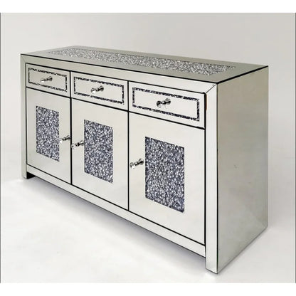Engineered Wood Glam Mirrored Diamond 3-Drawers Accent Cabinet Sideboard - image 6