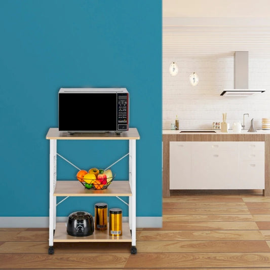 Bakers Rack 3-Tier Kitchen Utility Microwave Oven Stand Storage Cart Workstation Shelf - 23.62 x 15.75 x 28.94