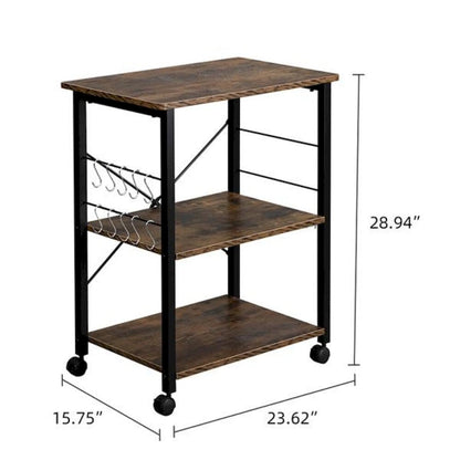 Bakers Rack 3-Tier Kitchen Utility Microwave Oven Stand Storage Cart Workstation Shelf - 23.62 x 15.75 x 28.94