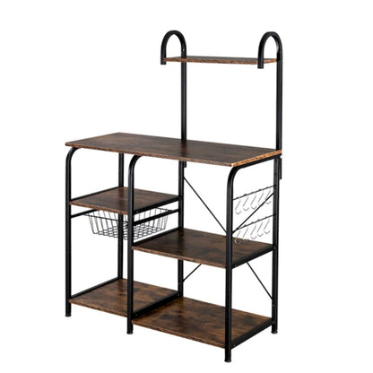Kitchen Bakers Rack Utility Storage Shelf 4-Tier Shelf for Spice Rack Organizer Workstation with 10 Hooks