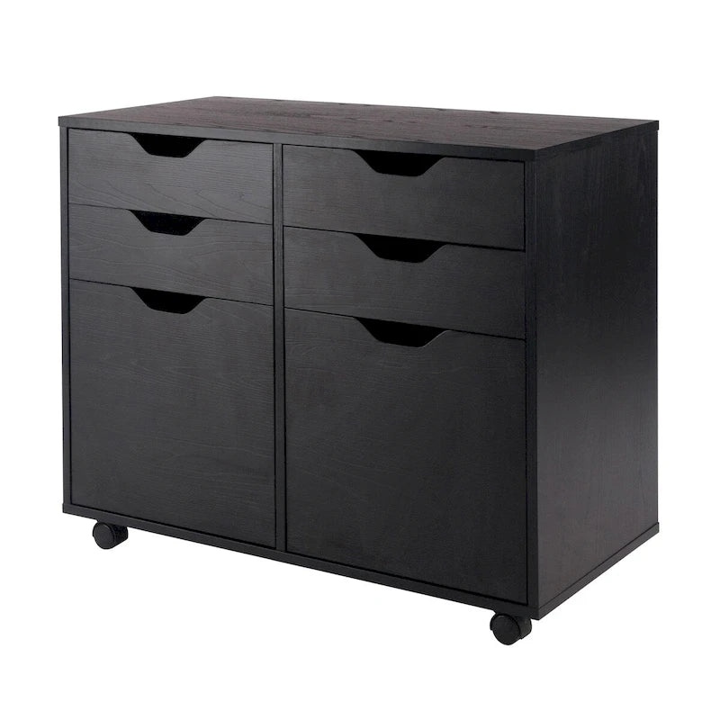 32 Black 2 Section Mobile Storage Cabinet