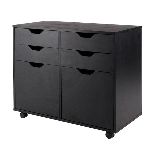 32 Black 2 Section Mobile Storage Cabinet