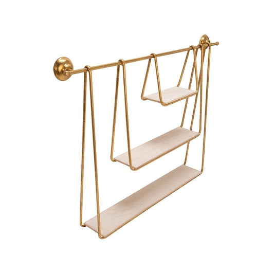 39 White and Gold 3-Tier Decorative Hanging Wall Shelf