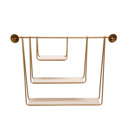 39 White and Gold 3-Tier Decorative Hanging Wall Shelf