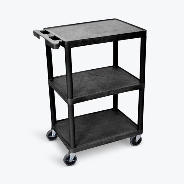 Luxor Black 3-Shelf Heavy-Duty Utility Cart