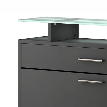 Wooden Shoe Storage Cabinet with Glass Top and LED Light Clamps