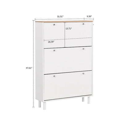 Minimalist Shoe Storage Cabinet with Wood Grain Finished Top Panel